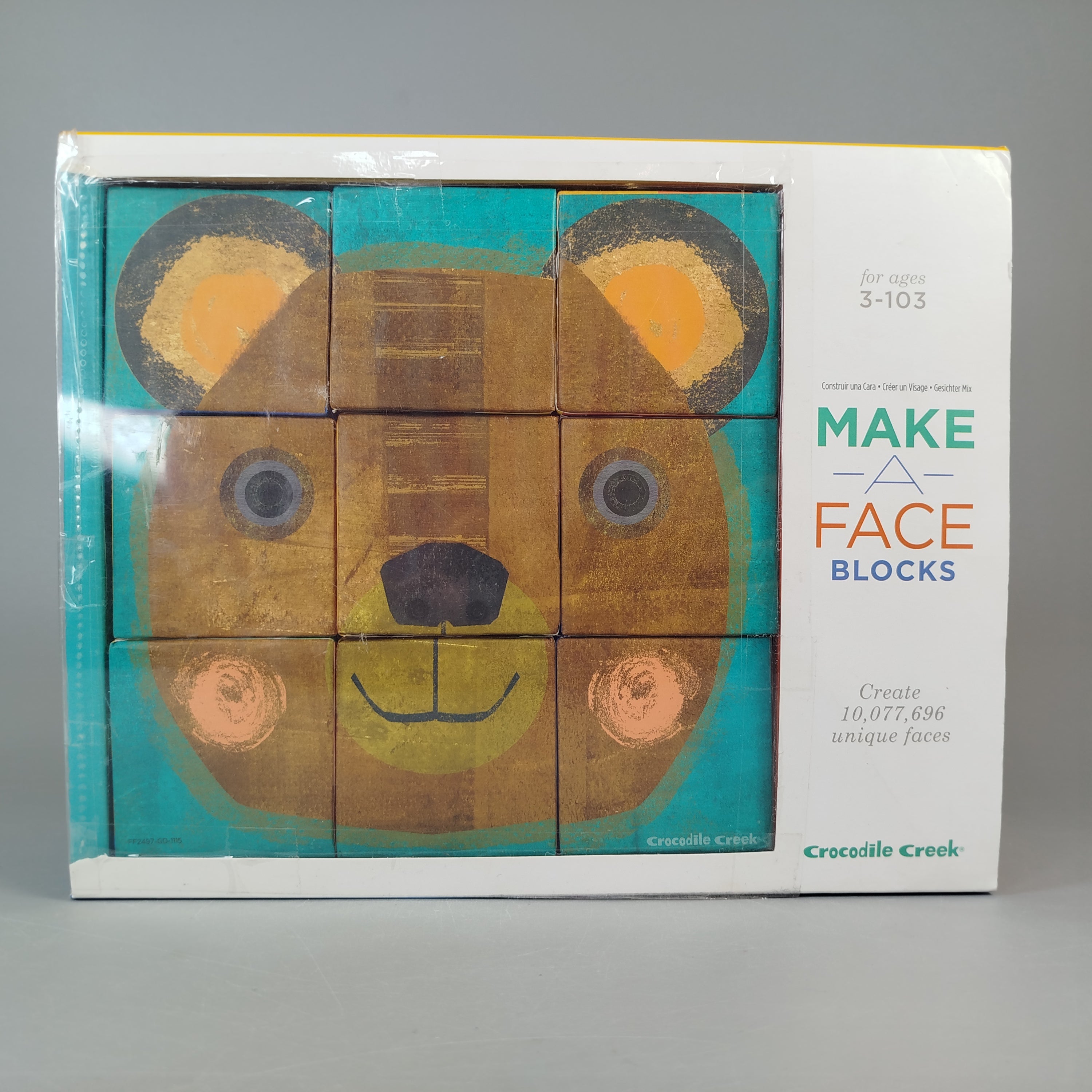 Crocodile Creek Bauklotz Tiergesichter, Set von 9, gut erhalten